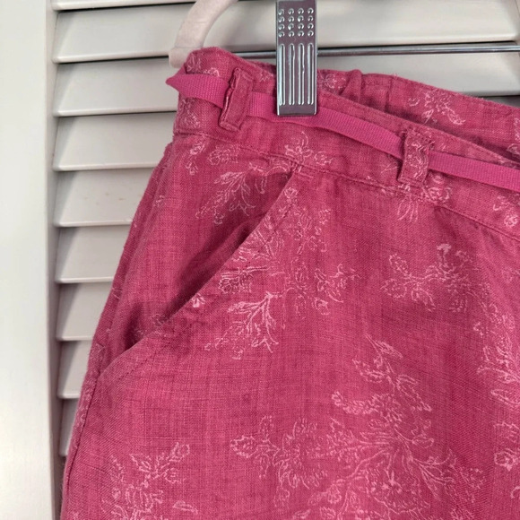 J. Jill Linen Wide Leg Cropped Pink Pants Pockets Size 14 NEW - Picture 5 of 7